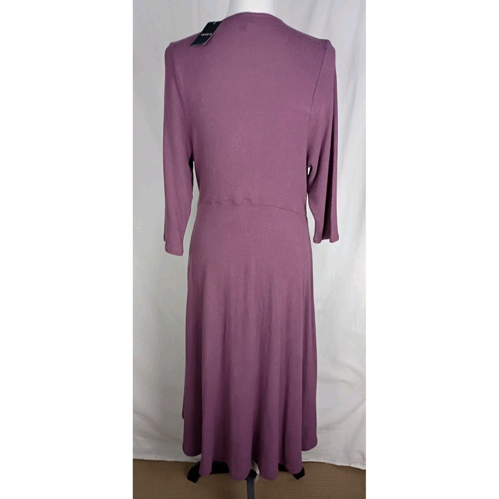 Torrid Plum Long Sleeve Hacci Knit Faux Wrap Dress Size 1 Super Soft New W Tags - Picture 5 of 9